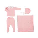 MILOU | Baby Girls Pink Cotton Knit Set (4)