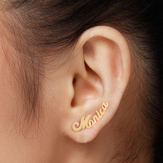 Mini Climber Name Earrings