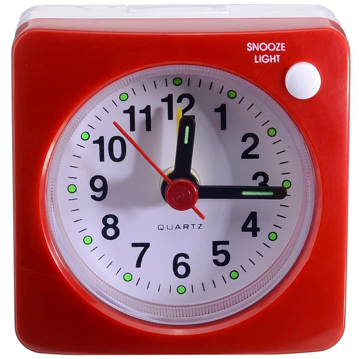 Mini Square Plastic Student Alarm Clock Silent Snooze Bedside Needle Alarm Clock Analog Alarm Clock Battery Operated for Heavy Sleepers Adults Bedrooms Bedside Kids Elderly Non Ticking Alarm Clocks with Non Ticking Portable Home Travel Alarm Clock Stevvex