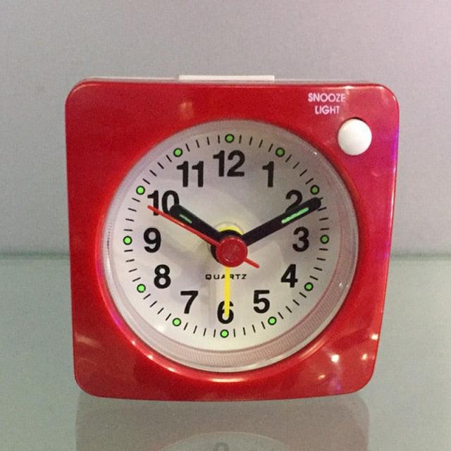 Mini Square Plastic Student Alarm Clock Silent Snooze Bedside Needle Alarm Clock Analog Alarm Clock Battery Operated for Heavy Sleepers Adults Bedrooms Bedside Kids Elderly Non Ticking Alarm Clocks with Non Ticking Portable Home Travel Alarm Clock Stevvex