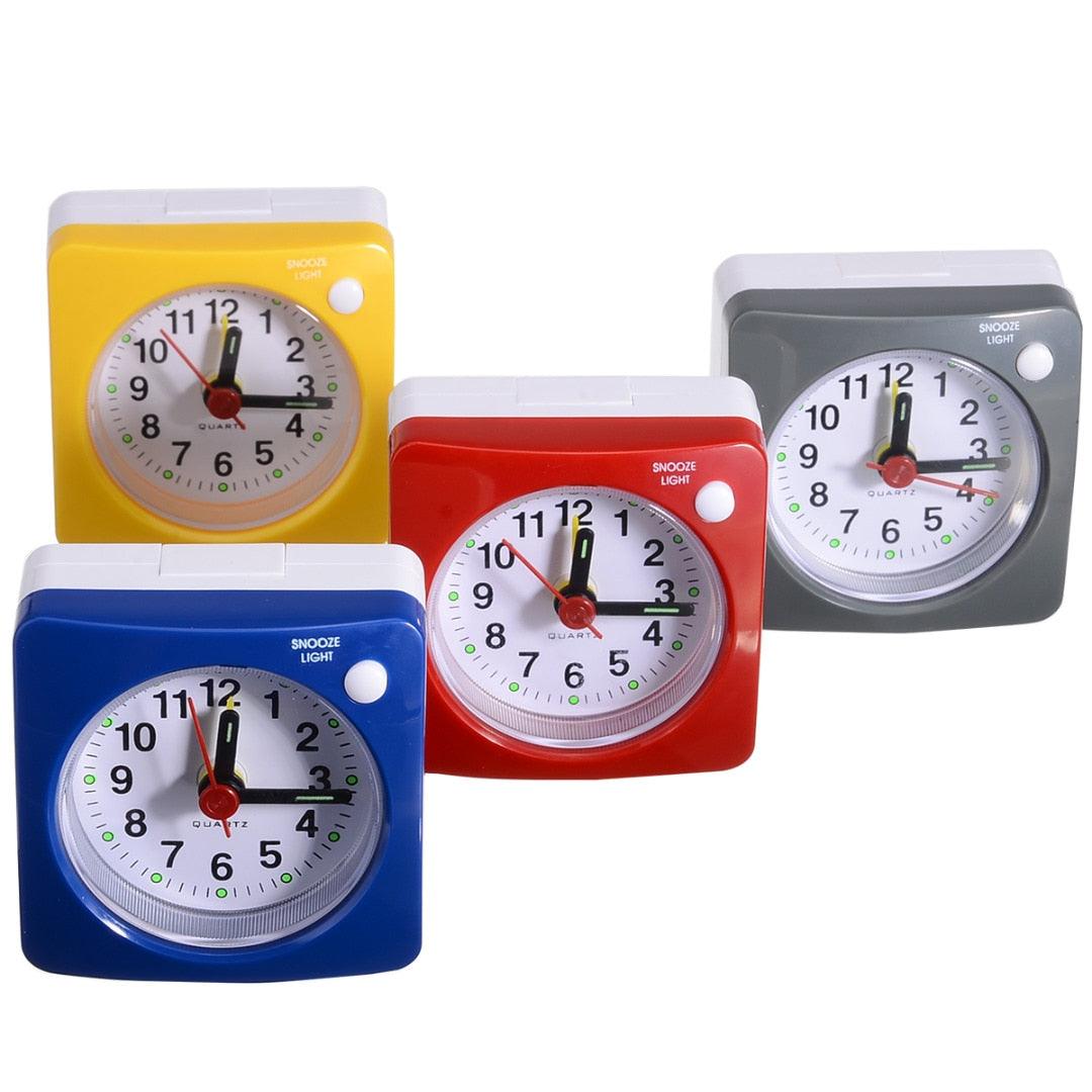 Mini Square Plastic Student Alarm Clock Silent Snooze Bedside Needle Alarm Clock Analog Alarm Clock Battery Operated for Heavy Sleepers Adults Bedrooms Bedside Kids Elderly Non Ticking Alarm Clocks with Non Ticking Portable Home Travel Alarm Clock Stevvex