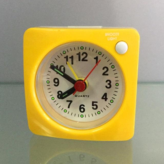 Mini Square Plastic Student Alarm Clock Silent Snooze Bedside Needle Alarm Clock Analog Alarm Clock Battery Operated for Heavy Sleepers Adults Bedrooms Bedside Kids Elderly Non Ticking Alarm Clocks with Non Ticking Portable Home Travel Alarm Clock Stevvex
