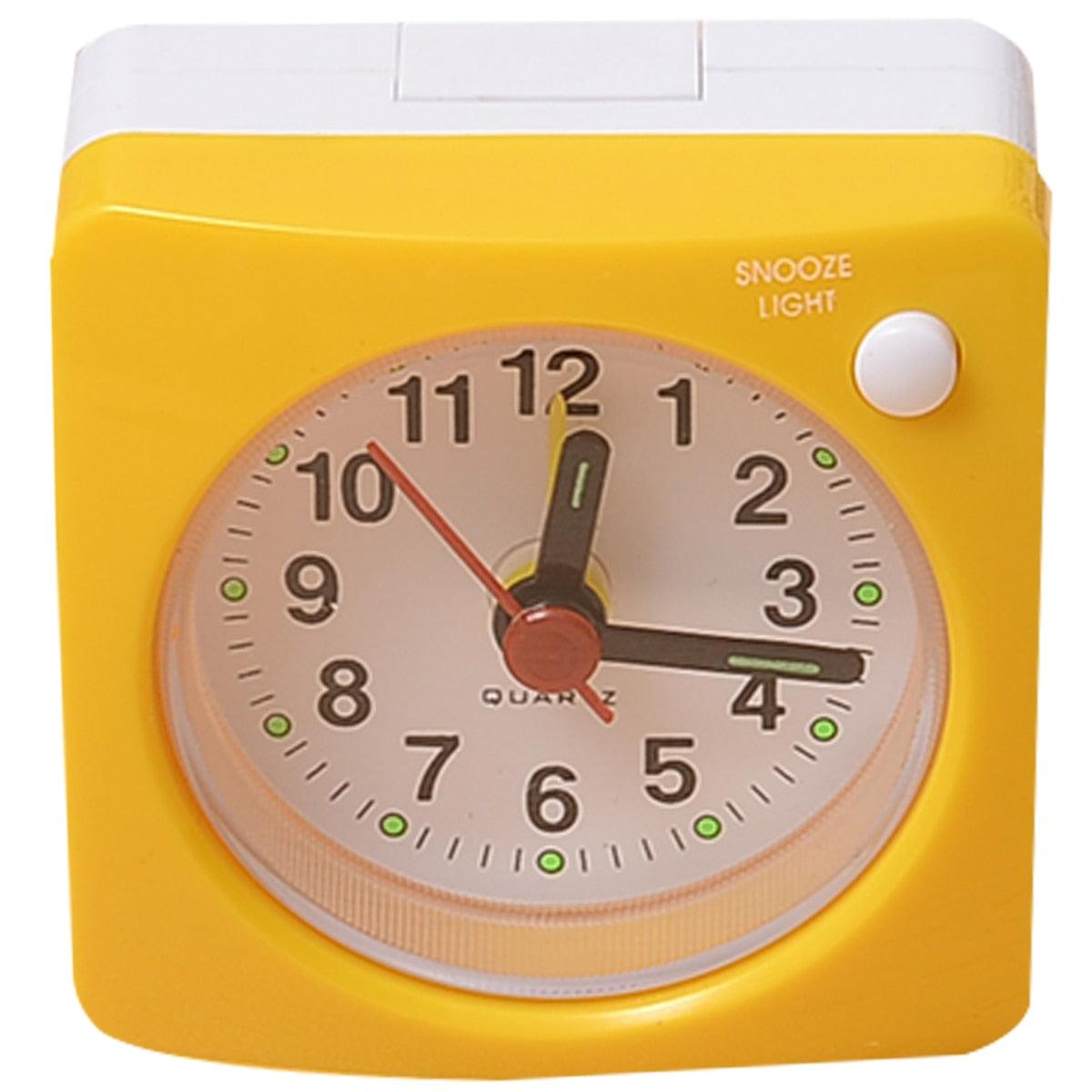 Mini Square Plastic Student Alarm Clock Silent Snooze Bedside Needle Alarm Clock Analog Alarm Clock Battery Operated for Heavy Sleepers Adults Bedrooms Bedside Kids Elderly Non Ticking Alarm Clocks with Non Ticking Portable Home Travel Alarm Clock Stevvex