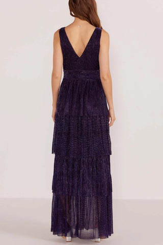 Enya Lurex Plisse Midi Dress