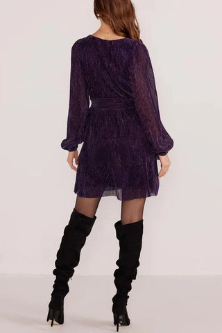 Enya Lurex Plisse Mini Dress