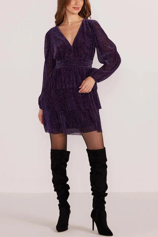 Enya Lurex Plisse Mini Dress