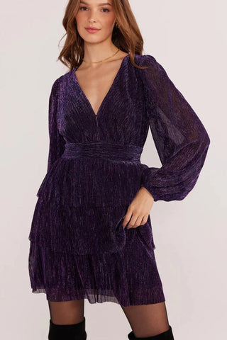 Enya Lurex Plisse Mini Dress