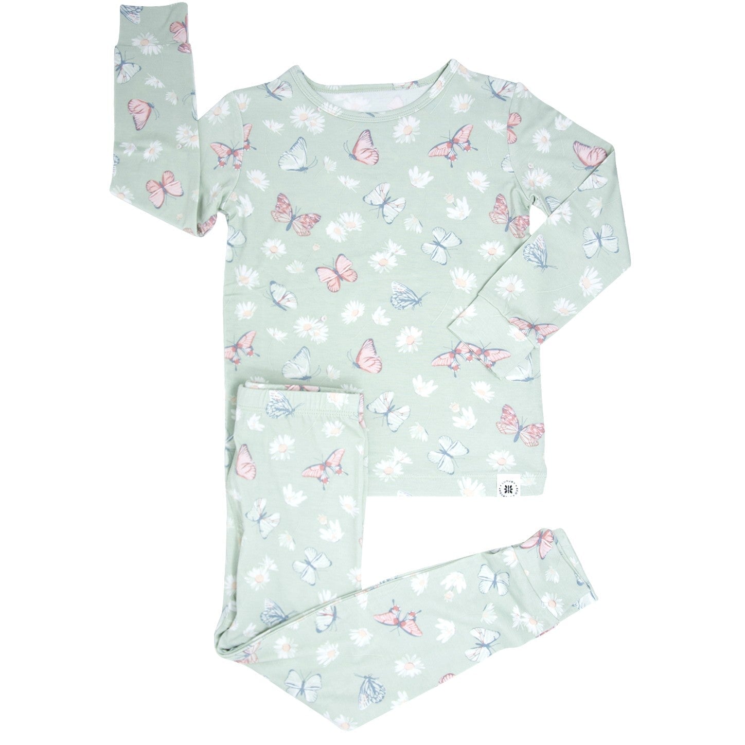 Mint Butterfly Daisy Bamboo Big Kid Pajama Set - By Baano