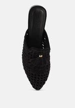 Miriam Woven Metallic Tassel Flat Mules