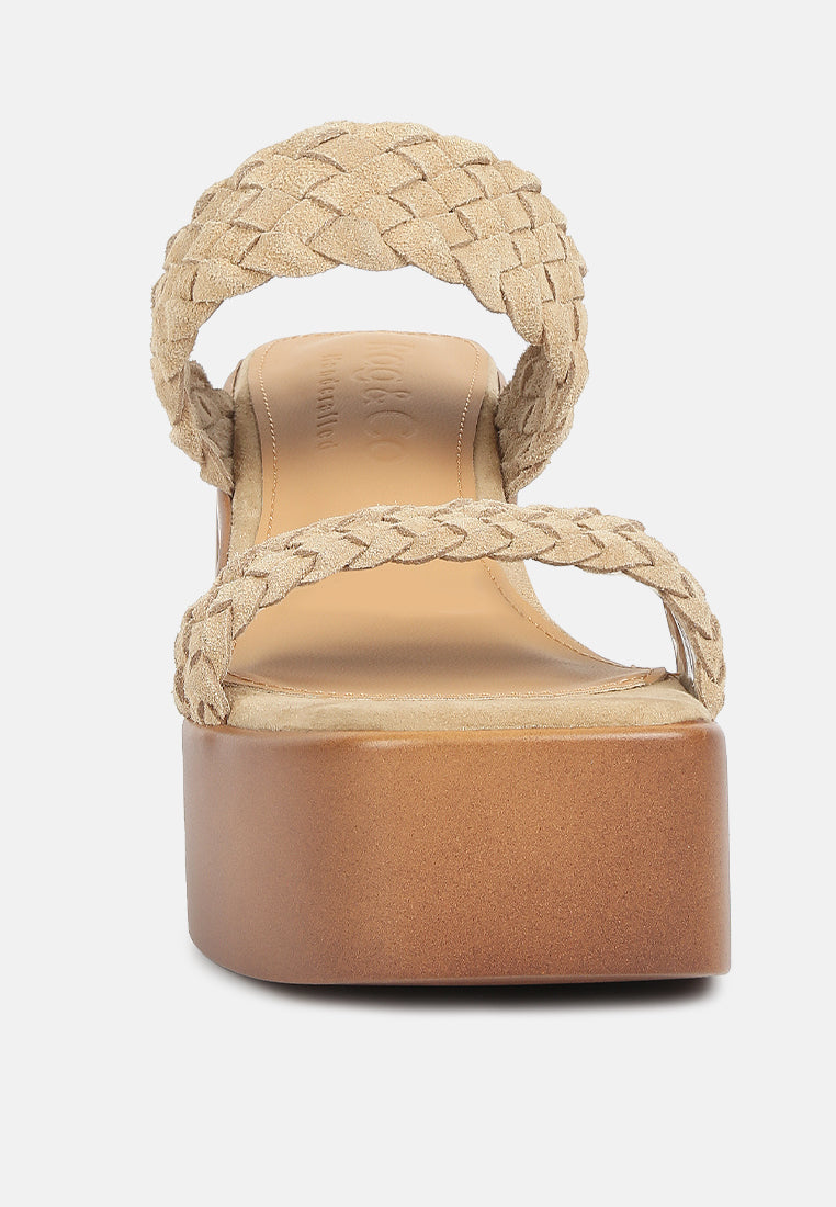 Misaki Woven Suede Strap Platform Sandals