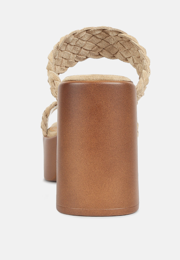 Misaki Woven Suede Strap Platform Sandals