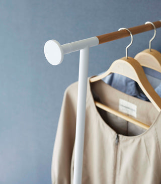 Leaning Clothes Hanger (64" H)  - Steel + Wood - By Baano
