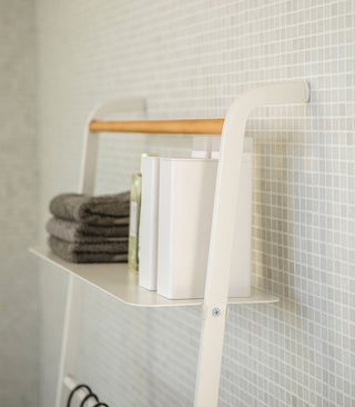Leaning Storage Ladder With Shelf (63" H)  - Steel - By Baano