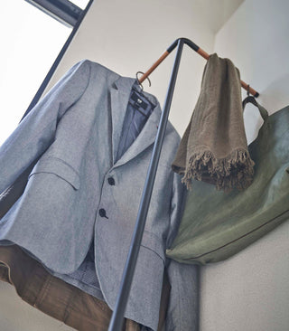 Corner Leaning Coat Hanger (63" H)  - Steel + Wood - By Baano