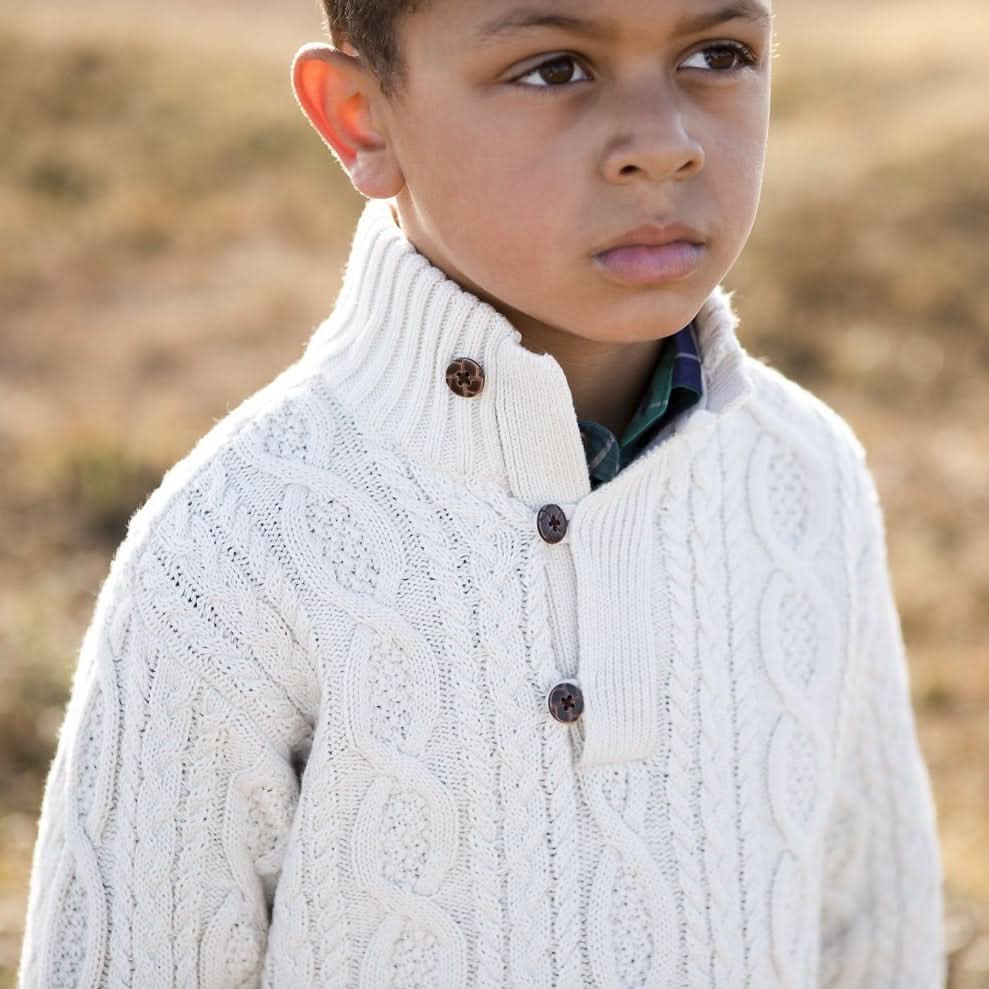 Mock Neck Organic Cable Sweater with Buttons - Baby - Glamourous Grace