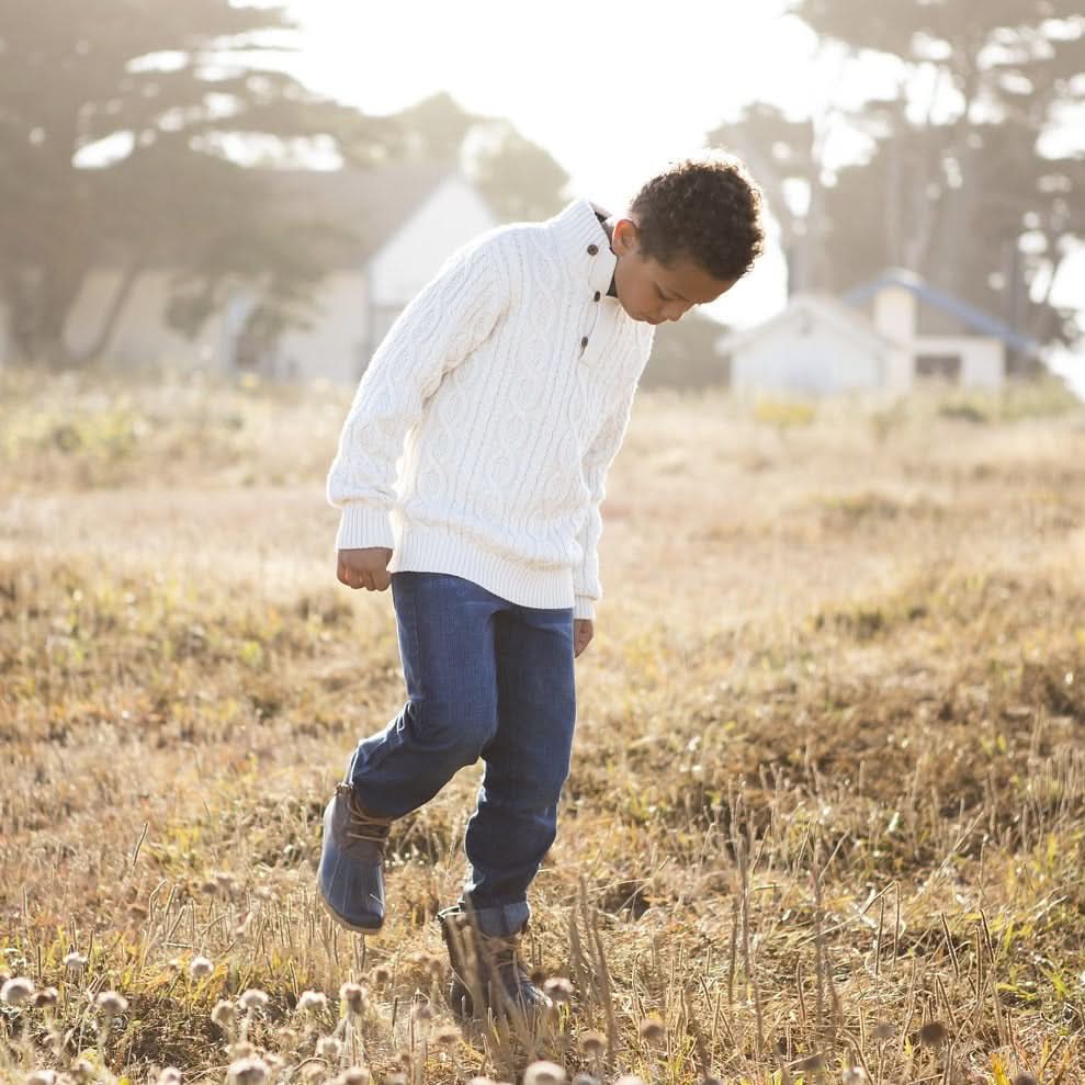 Mock Neck Organic Cable Sweater with Buttons - Baby - Glamourous Grace