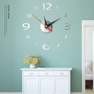 Modern Large 400mm 3D Mirror Surface Wall Clock 3D Wall Sticker Frameless Wall Clock 3D Wall Clock with Mirror Number Stickers for Home Office Decorations Home Office Room Wall Decor Home Decor Wall Clocks Stevvex