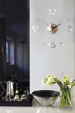 Modern Large 400mm 3D Mirror Surface Wall Clock 3D Wall Sticker Frameless Wall Clock 3D Wall Clock with Mirror Number Stickers for Home Office Decorations Home Office Room Wall Decor Home Decor Wall Clocks Stevvex