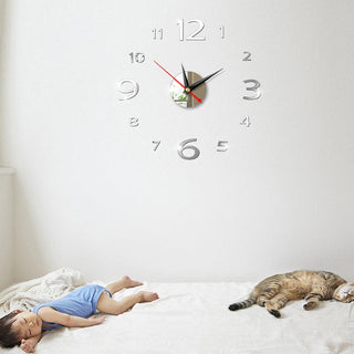 Modern Large 400mm 3D Mirror Surface Wall Clock 3D Wall Sticker Frameless Wall Clock 3D Wall Clock with Mirror Number Stickers for Home Office Decorations Home Office Room Wall Decor Home Decor Wall Clocks Stevvex