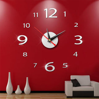 Modern Large 400mm 3D Mirror Surface Wall Clock 3D Wall Sticker Frameless Wall Clock 3D Wall Clock with Mirror Number Stickers for Home Office Decorations Home Office Room Wall Decor Home Decor Wall Clocks Stevvex