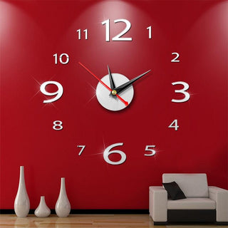 Modern Large 400mm 3D Mirror Surface Wall Clock 3D Wall Sticker Frameless Wall Clock 3D Wall Clock with Mirror Number Stickers for Home Office Decorations Home Office Room Wall Decor Home Decor Wall Clocks Stevvex