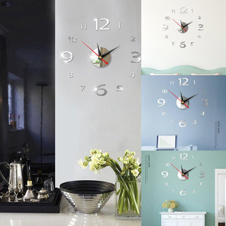 Modern Large 400mm 3D Mirror Surface Wall Clock 3D Wall Sticker Frameless Wall Clock 3D Wall Clock with Mirror Number Stickers for Home Office Decorations Home Office Room Wall Decor Home Decor Wall Clocks Stevvex