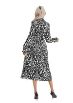 Modest Monochrome Midi Dress with Detached Belt
