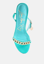 Mooning Metal Chain Strap Stiletto Sandals