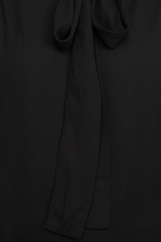 Zac & Rachel Tie Neck Long Sleeve Solid Crepe Chiffon Top - By Baano