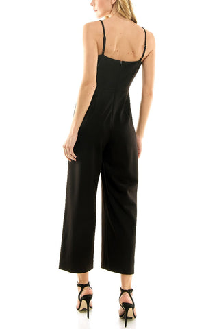 Nicole Miller Spaghetti Strap Zipper Back Solid Crepe Jumpsuit - By Baano