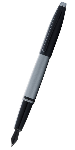Calais™ Matte Gray and Black Lacquer Stainless Steel Fine Nib Fountain Pen - By Baano