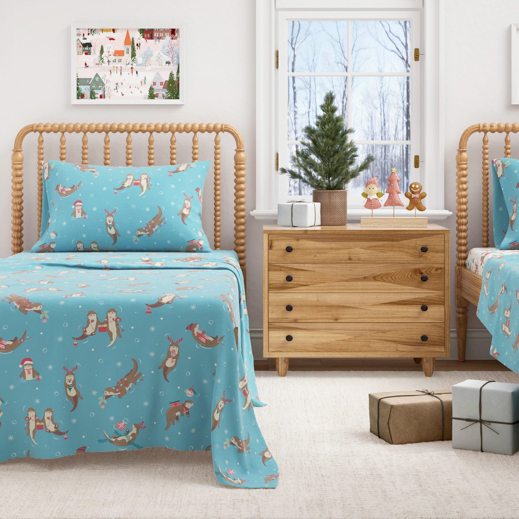 4-Piece Turkish Cotton Christmas Flannel Sheet - Whittaker Collection