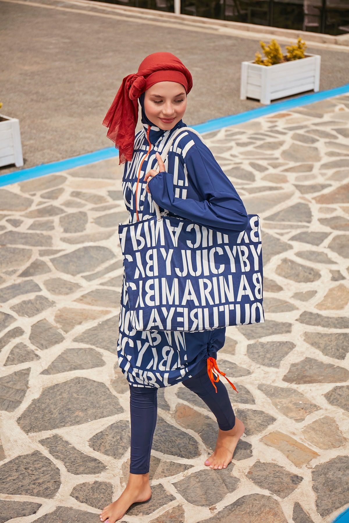 Woven Navy Burkini Modest Swimwear M2301-1 Marina Modest