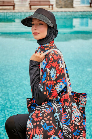 Woven Black Burkini Modest Swimwear M2313 - By Baano