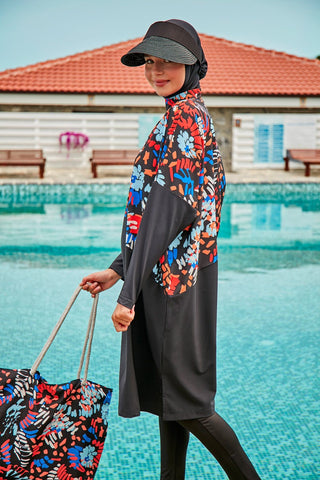 Woven Black Burkini Modest Swimwear M2313 - By Baano