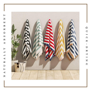 Oversized Striped Border Cabana Beach Towel - Santa Cruz Great Bay Home