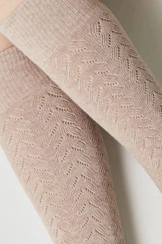 Cotton Knee Highs Conte Classic 010 - Cotton Blend and Knitted Pattern - By Baano