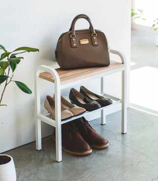 Shoe Organizer & Bench (18" H)  - Steel + Wood - By Baano