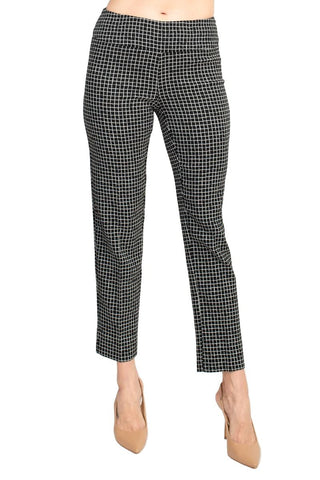 Zac & Rachel Black White Irregular Mini Square Print Fitted Pants - Glamourous Grace