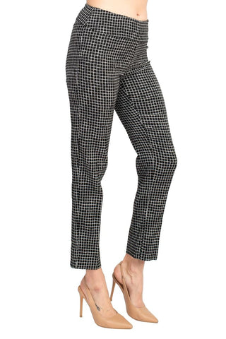 Zac & Rachel Black White Irregular Mini Square Print Fitted Pants - Glamourous Grace
