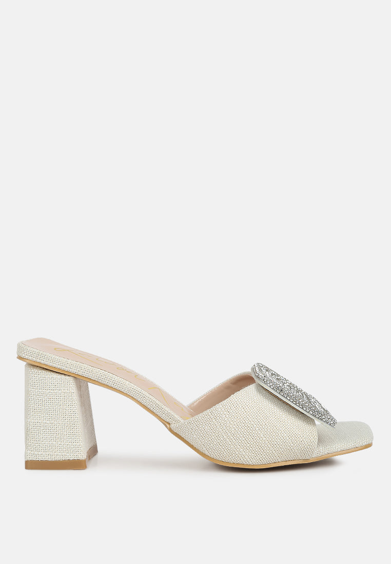 Naflah Rhinestone Embellished Slip On Sandals