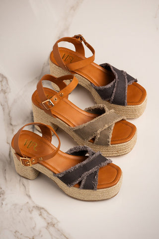 Nana Platform Sandals in Khaki Naughty Monkey