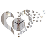 New Arrival Lovely Art Clock Wall Clock Living Room 3D Frameless Acrylic Mirror Sticker Wall Clock Home Modern Love Creative Adjustable Silent Wall Art Clocks for Home Office Decorations Quartz Acrylic Clocks Mirror Watch Stevvex