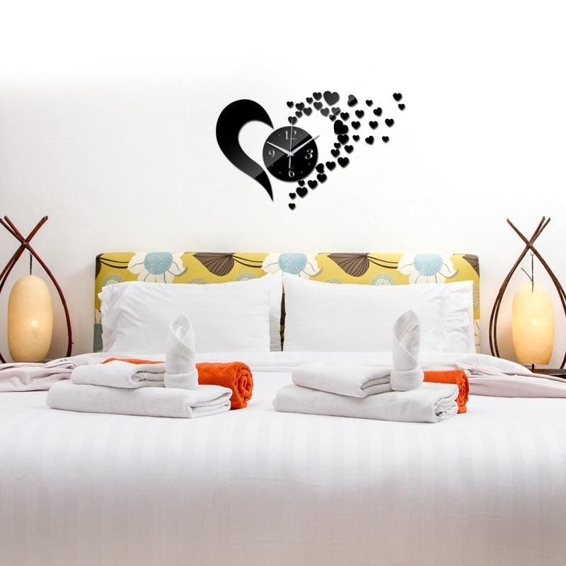 New Arrival Lovely Art Clock Wall Clock Living Room 3D Frameless Acrylic Mirror Sticker Wall Clock Home Modern Love Creative Adjustable Silent Wall Art Clocks for Home Office Decorations Quartz Acrylic Clocks Mirror Watch Stevvex