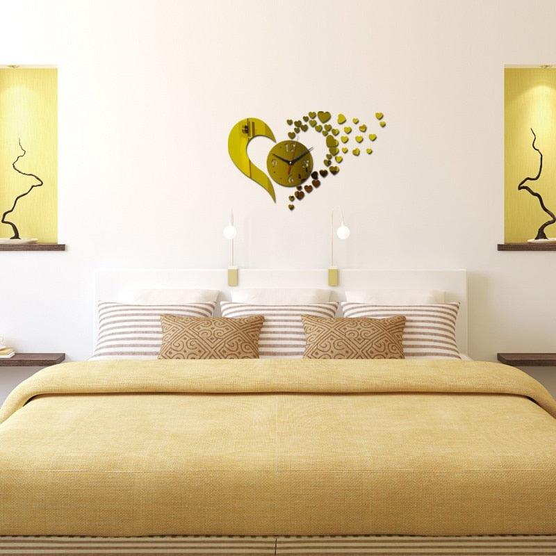 New Arrival Lovely Art Clock Wall Clock Living Room 3D Frameless Acrylic Mirror Sticker Wall Clock Home Modern Love Creative Adjustable Silent Wall Art Clocks for Home Office Decorations Quartz Acrylic Clocks Mirror Watch Stevvex
