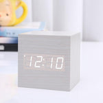 New Arrival Wooden LED Alarm Clocks Temperature Electronic Clock Digital Alarm Clock with Wooden Electronic LED Time Display 3 Dual Plus Alarm Cubic Small Mini Wood Made Electric Sounds Control Digital LED Display Desktop Calendar Table clock Stevvex