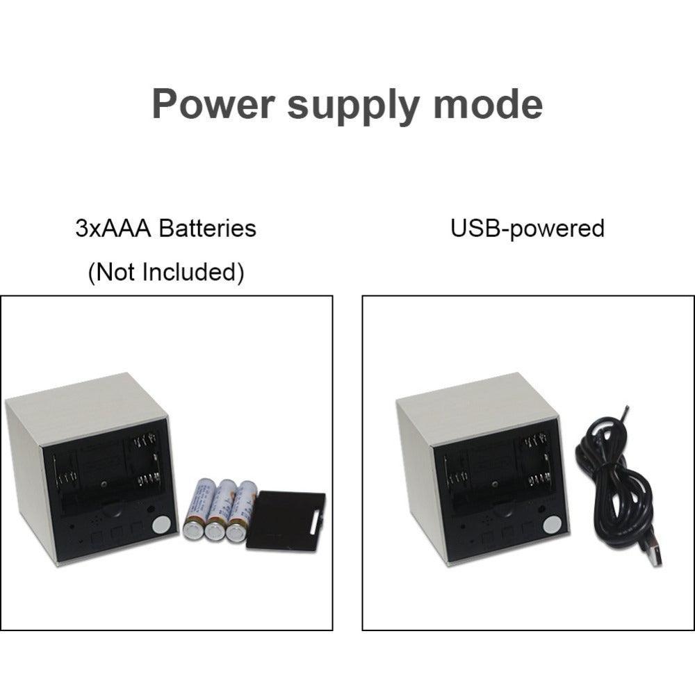 New Arrival Wooden LED Alarm Clocks Temperature Electronic Clock Digital Alarm Clock with Wooden Electronic LED Time Display 3 Dual Plus Alarm Cubic Small Mini Wood Made Electric Sounds Control Digital LED Display Desktop Calendar Table clock Stevvex