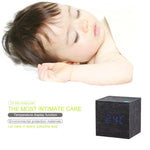 New Arrival Wooden LED Alarm Clocks Temperature Electronic Clock Digital Alarm Clock with Wooden Electronic LED Time Display 3 Dual Plus Alarm Cubic Small Mini Wood Made Electric Sounds Control Digital LED Display Desktop Calendar Table clock Stevvex