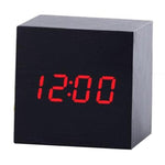 New Arrival Wooden LED Alarm Clocks Temperature Electronic Clock Digital Alarm Clock with Wooden Electronic LED Time Display 3 Dual Plus Alarm Cubic Small Mini Wood Made Electric Sounds Control Digital LED Display Desktop Calendar Table clock Stevvex