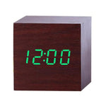 New Arrival Wooden LED Alarm Clocks Temperature Electronic Clock Digital Alarm Clock with Wooden Electronic LED Time Display 3 Dual Plus Alarm Cubic Small Mini Wood Made Electric Sounds Control Digital LED Display Desktop Calendar Table clock Stevvex